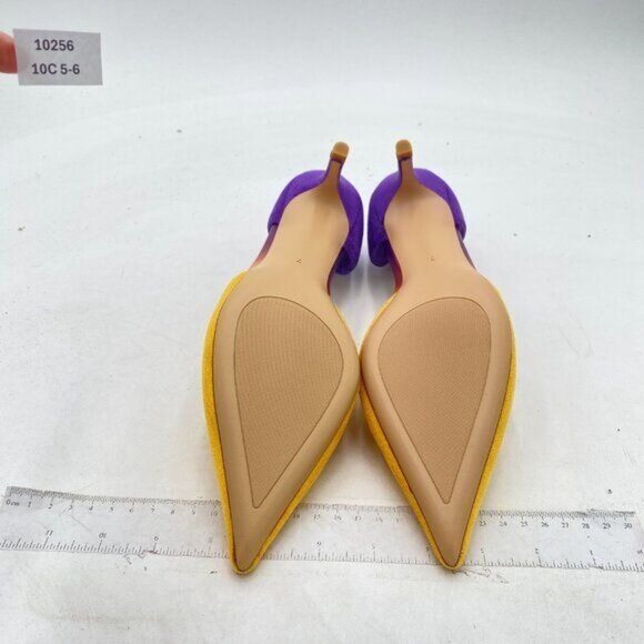 FOWT Women Closed Pointed Toe Kitten Heel Pumps Slip On Two Toned D'Orsay - Picture 7 of 8